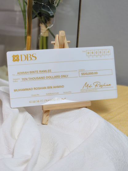 Opal White (Gold Printed Text) Mock up Cheque