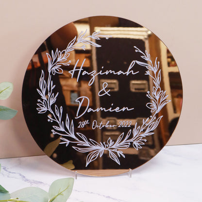 Wedding Sign - Round Mirror Acrylic Sign with Print