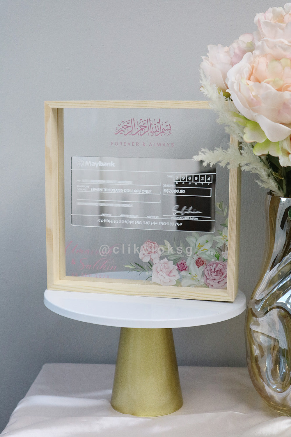 Display Cheques 3D Mock Up Cheque in Frame Display – Clik Clok