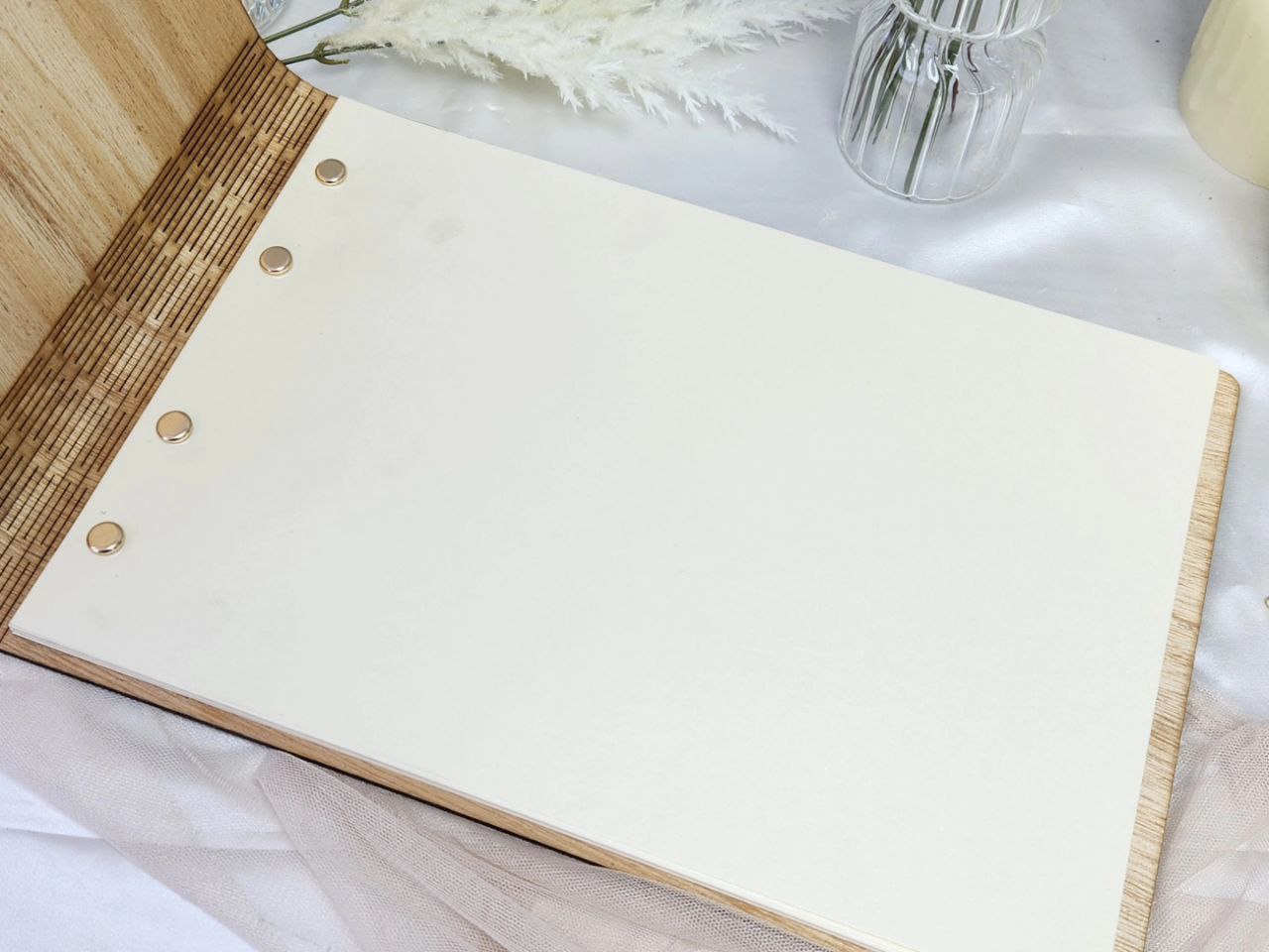 Wedding Guestbook - 'Botanical' Wooden Guestbook