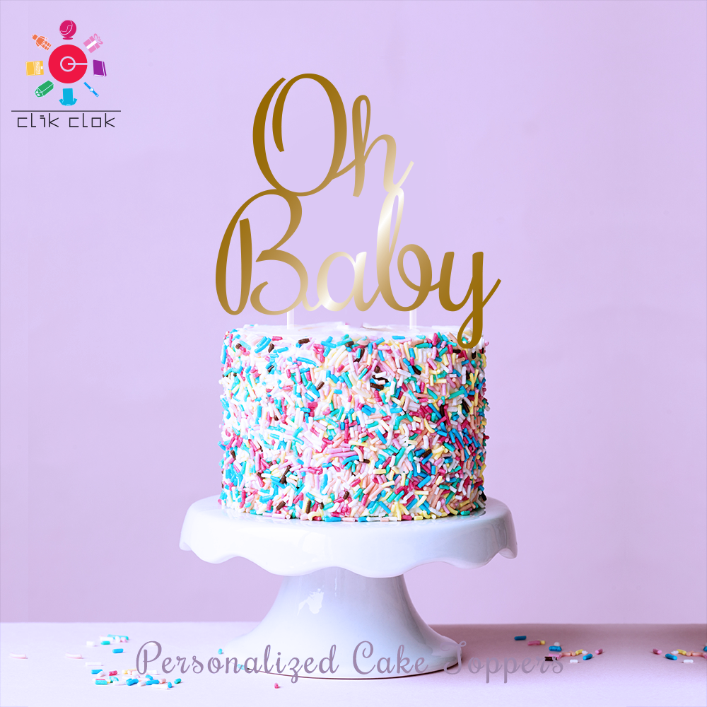 'Oh Baby' Cake Topper - Clik Clok