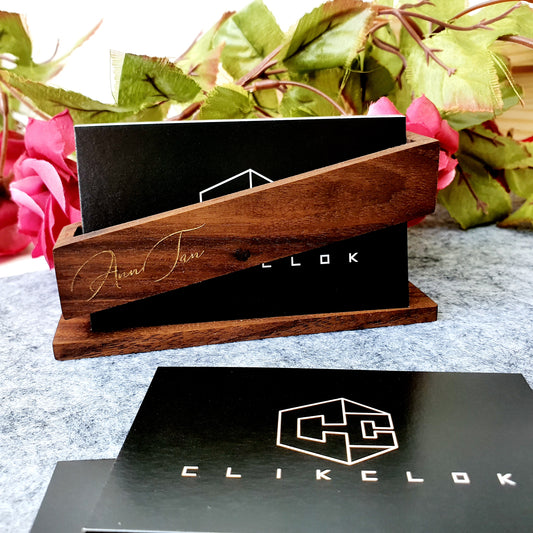 Business Card Holder Wood B - Clik Clok