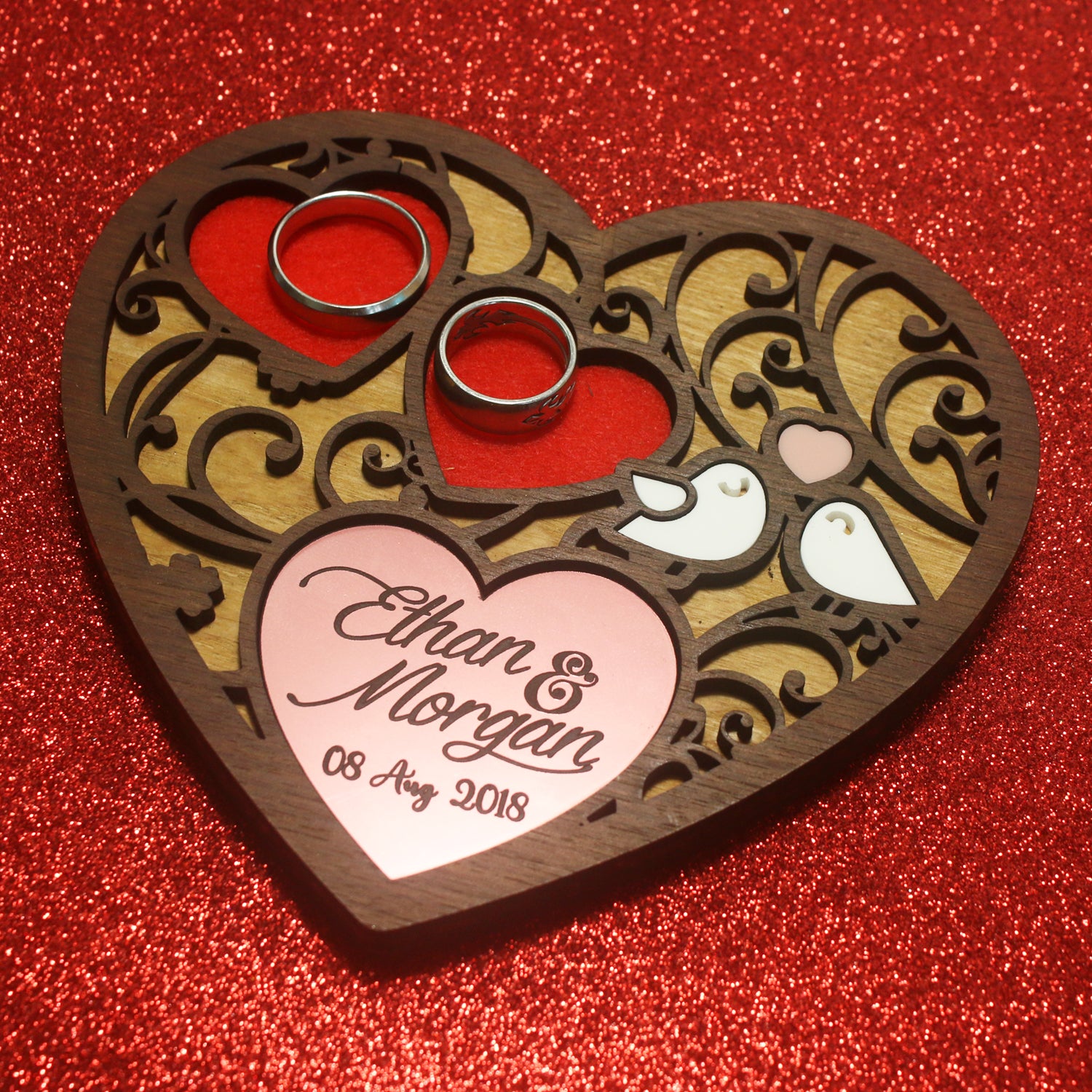 Heart-shaped Wedding Ring Tray - Clik Clok