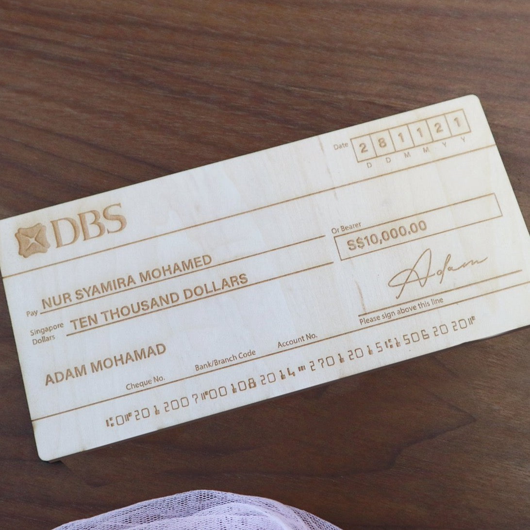 Mock up Cheque (Light Wood) - Clik Clok
