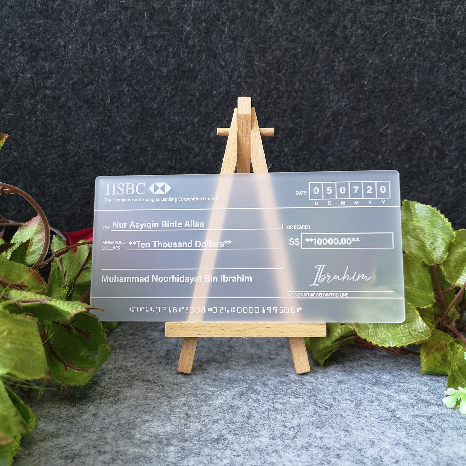 Acrylic Cheque Mock Up Cheques | Clik Clok Singapore - Clik Clok