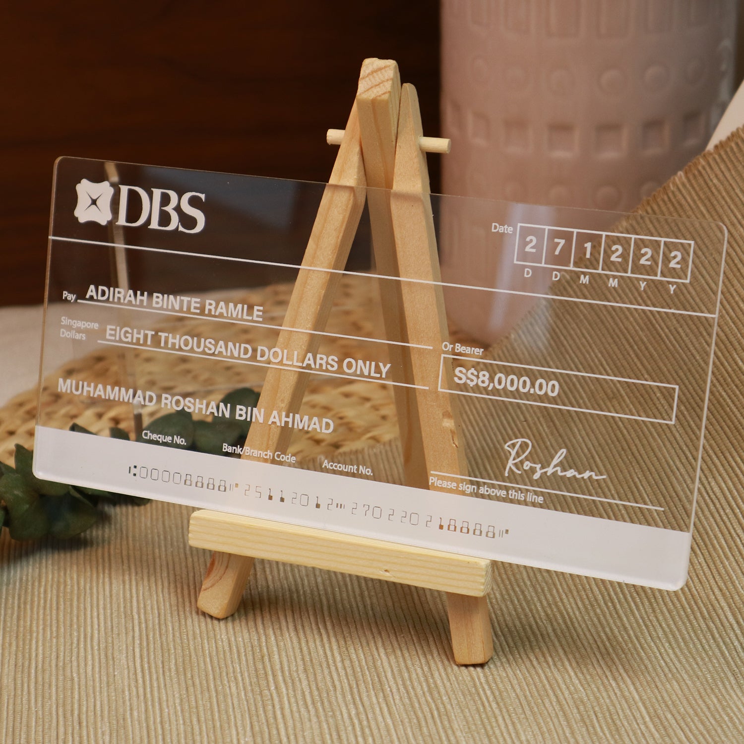 Acrylic Cheque Mock Cheque Hantaran - Clear Acrylic Mock up Cheque - Clik Clok