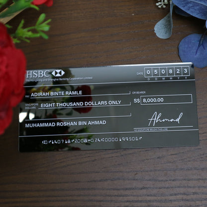 Black Mirror (White Printed Text) Mock up Cheque