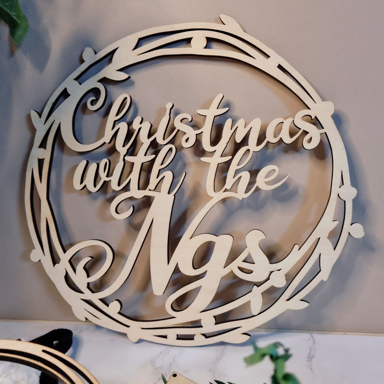 customized christmas wreath home signage