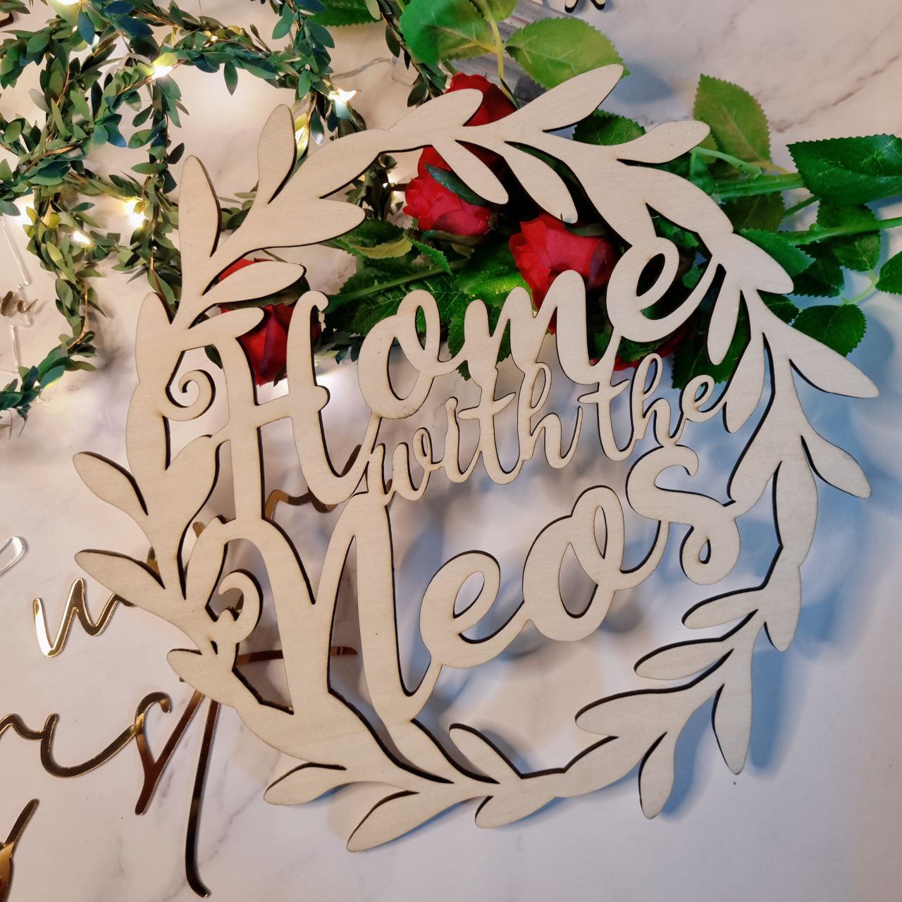 customized christmas wreath home signage