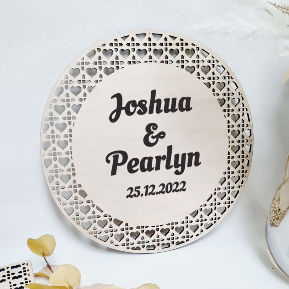 Wedding Sign - Round Rattan Heart Collection