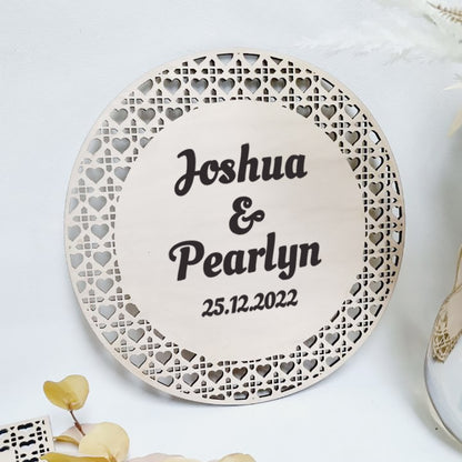 Wedding Sign - Round Rattan Heart Collection