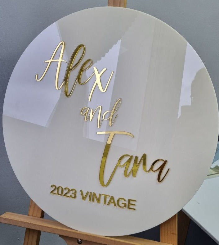 Wedding Sign - Round Acrylic Signage with Pop-up Text